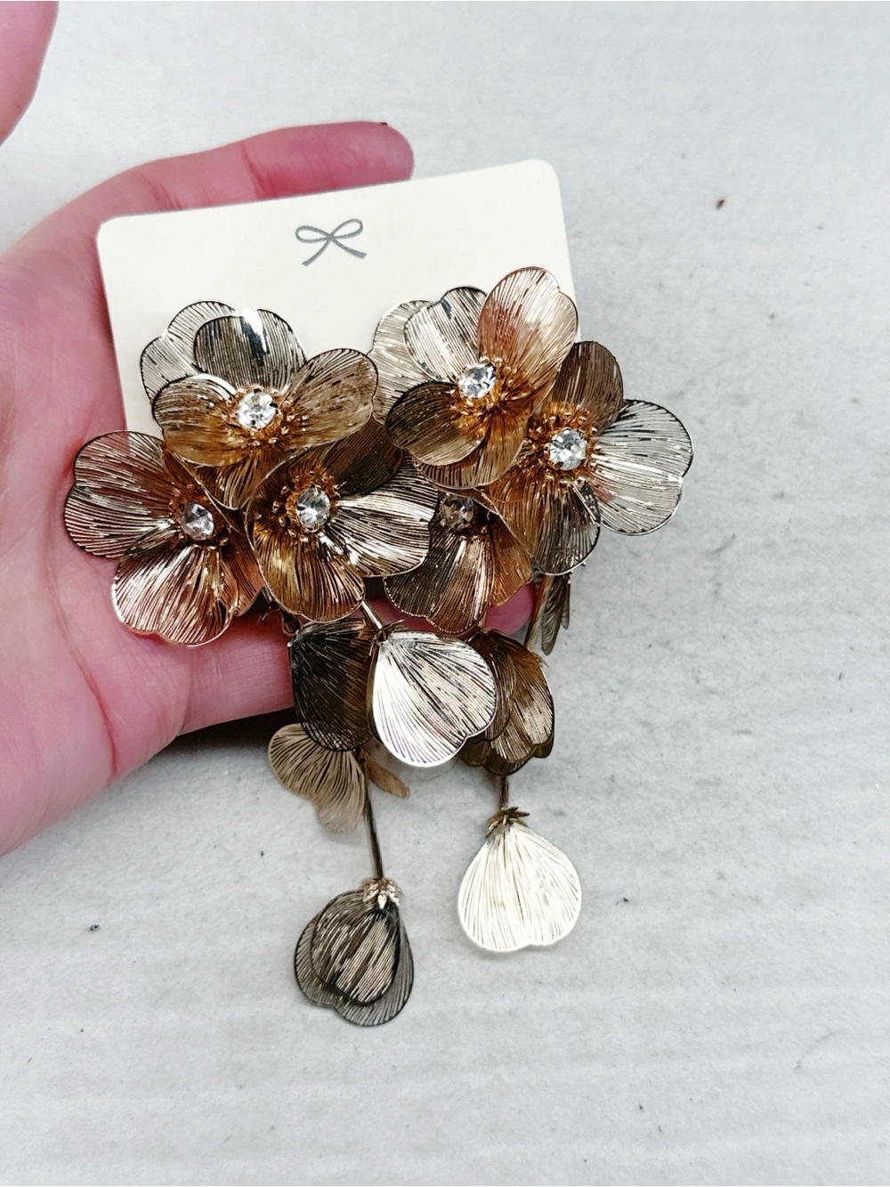 195u. Goldtone Statement Earrings Floral